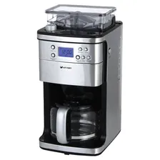 Кофеварка капельная KITFORT КТ-705, 1050 Вт, объем 1,5 л, емкость для зерен 200 г, кофемолка, серебристая, KT-705